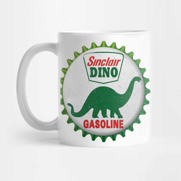 Sinclair Dino Gasoline Bottle Cap Retro T-Shirt by funkymonkeytees